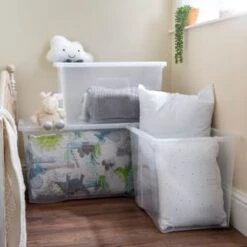 B&M Large Storage Box With Lid 110L - Clear 9 B&M Large Storage Box With Lid 110L - Clear -Chic Household Items 284861 110l storage box with lid clear 5