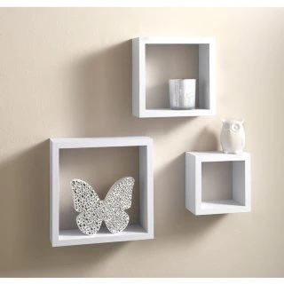 Lokken 3 Cube Shelves - White 3 Lokken 3 Cube Shelves - White