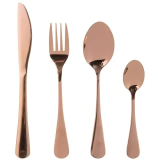 B&M Copper Cutlery Set 16pc -Chic Household Items 320268 Copper 16pc Cutlery Set