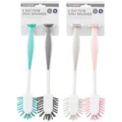 B&M Suction Dish Brushes 2pk - Grey & Blush 5 B&M Suction Dish Brushes 2pk - Grey & Blush -Chic Household Items 321988 2pk suction dish brush main
