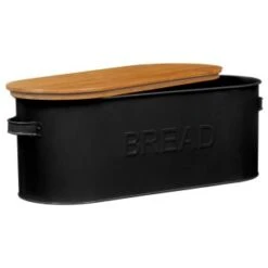 B&M The Organised Kitchen Bread Bin - Black 7 B&M The Organised Kitchen Bread Bin - Black -Chic Household Items 334654 russell hobbs oval bread bin with wooden lid grey 71