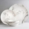B&M White Marble Effect Dinner Set 12pc -Chic Household Items 357251 marble dinner set 12pk