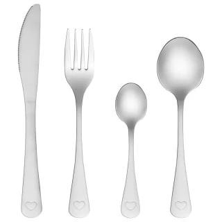 B&M Heart Embossed Cutlery Set 16pc -Chic Household Items 357351 16pc heart embossed cutlery set 2