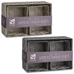 B&M Woven Storage Baskets 3pk - Silver 12 B&M Woven Storage Baskets 3pk - Silver -Chic Household Items 365979 365978 3pk woven baskets group