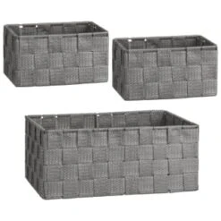 B&M Woven Storage Baskets 3pk - Silver 10 B&M Woven Storage Baskets 3pk - Silver -Chic Household Items 365979 3pk woven baskets silver group