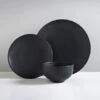 B&M Matte Black Dinner Set 12pc -Chic Household Items 368969 12 piece matte black dinner set