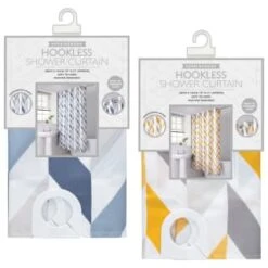 B&M Hookless Print Shower Curtain - Blue -Chic Household Items 369013 hookless shower curtain group