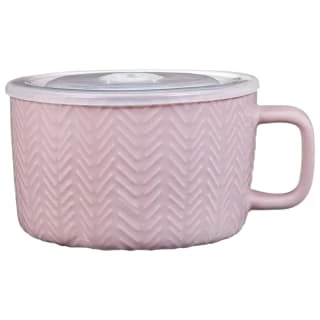 B&M Herringbone Embossed Soup Mug - Blush 3 B&M Herringbone Embossed Soup Mug - Blush