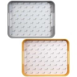 B&M Sausage Dog Bamboo Tray With Handles - Ochre -Chic Household Items 369483 sausage dog printed bamboo tray with handles ochre