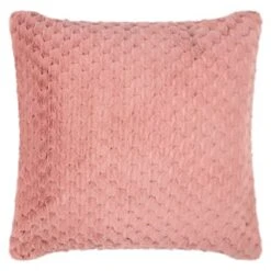 Waffle Faux Fur Cushion - Blush