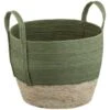 B&M Natural Wicker Basket - Green -Chic Household Items 374427 khaki and natural wicker basket