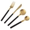 B&M Homestead Matte Black & Gold Cutlery Set 16pc