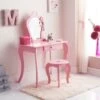 B&M Amelia Vanity Set With Stool & Mirror -Chic Household Items 375844 amelia vanity set pink