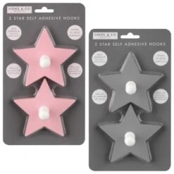 B&M Star Shaped Self Adhesive Hooks 2pk - Blush -Chic Household Items 376159 2pk star shaped self adhesive hooks group
