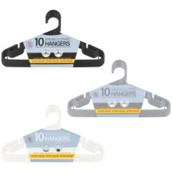 B&M Jumbo Hangers 10pk - Black -Chic Household Items 376555 376556 376557 10pk strong clothes hangers main