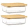 B&M Rectangular Glass Food Containers With Bamboo Lids 2pk 1 B&M Rectangular Glass Food Containers With Bamboo Lids 2pk -Chic Household Items 376824 2pk regular glass food containers 4