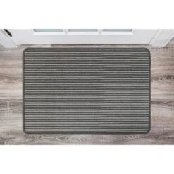 B&M Loop Washable Doormat 50 X 75cm - Grey Stripe