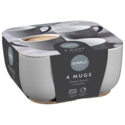 Simply Everyday Gloss Mugs 4pk - Grey -Chic Household Items 380120 4pk simply everyday mugs grey 2