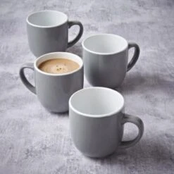 Simply Everyday Gloss Mugs 4pk - Grey -Chic Household Items 380120 4pk simply everyday mugs grey