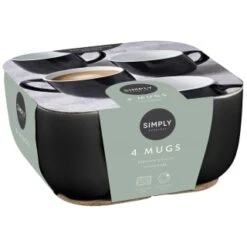 Simply Everyday Gloss Mugs 4pk - Black 9 Simply Everyday Gloss Mugs 4pk - Black -Chic Household Items 380121 4pk simply everyday mugs black 2