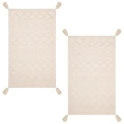 B&M Homestead Embossed Tea Towels With Tassels 2pk - Natural -Chic Household Items 380229 2pk homestead embossed tea towel with tassels 2