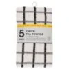 B&M Essentials Check Tea Towels - Black 5pk -Chic Household Items 380235 5pk check tea towels black