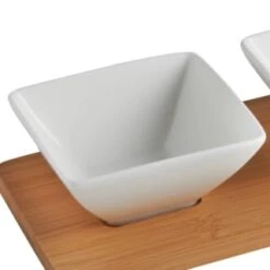 B&M Set Of 3 Serving Bowls With Bamboo Tray - Square 10 B&M Set Of 3 Serving Bowls With Bamboo Tray - Square -Chic Household Items 380368 3pk serving boards with bamboo tray square 2