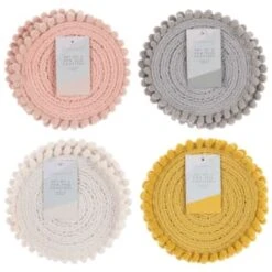 B&M Pom Pom Coasters - Grey 4pk -Chic Household Items 380383 380384 380492 380495 4pk harmony pom pom coasters