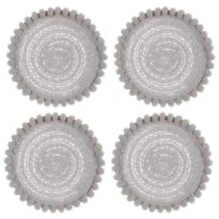 B&M Pom Pom Coasters - Grey 4pk -Chic Household Items 380383 4pk harmony pom pom coasters grey 2