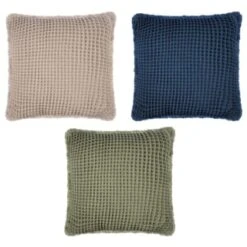 B&M Cotton Waffle Cushion - Green -Chic Household Items 380445 380640 380486 cotton waffle cushion main