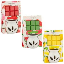 B&M Oil Burner & Wax Melt Set - Watermelon -Chic Household Items 380472 380475 380478 oil burner wax melt set group