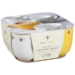 B&M Bee Happy Printed Mugs - 4pk -Chic Household Items 380506 4pk printed mugs bee happy 2