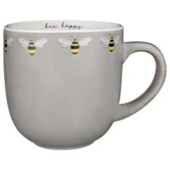 B&M Bee Happy Printed Mugs - 4pk -Chic Household Items 380506 4pk printed mugs bee happy grey