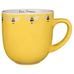 B&M Bee Happy Printed Mugs - 4pk -Chic Household Items 380506 4pk printed mugs bee happy yellow