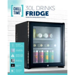 B&M Chill Time Mini Bar Fridge 30L -Chic Household Items 381810 chill time 30l drinks fridge 4
