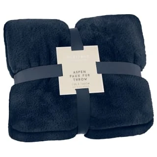 Heritage Collection Aspen Faux Fur Throw - Navy 3 Heritage Collection Aspen Faux Fur Throw - Navy