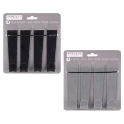 B&M Velvet Overdoor Hooks 4pk - Black -Chic Household Items 383665 4 velvet non slip over door hooks main