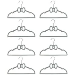 B&M Children's Non-Slip Hangers 8pk - Grey 7 B&M Children's Non-Slip Hangers 8pk - Grey -Chic Household Items 383693 8pk childrens hangers grey bow