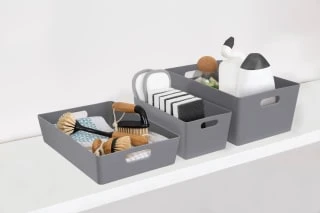 Soho Storage Tray 15 X 35 X 26cm - Grey 4 Soho Storage Tray 15 X 35 X 26cm - Grey - Image 2