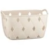 Diamond Embossed Cream Storage Basket - Medium -Chic Household Items 384968 diamond embossed storage basket cream medium
