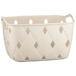 Diamond Embossed Cream Storage Basket - Medium