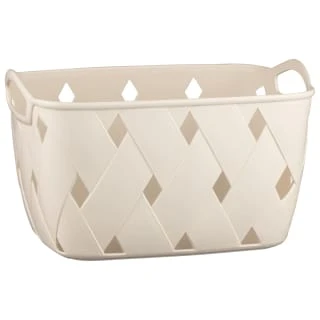 Diamond Embossed Cream Storage Basket - Medium 3 Diamond Embossed Cream Storage Basket - Medium