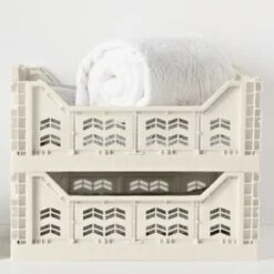 Midi Stacking Fold Flat Crate 30.6 X 20.5 X 12.6cm - Cream -Chic Household Items 384970 384974 384975 home essentials midi stacking fold flat crate main