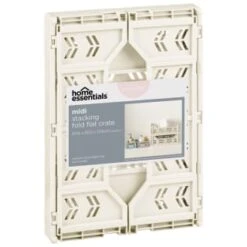 Midi Stacking Fold Flat Crate 30.6 X 20.5 X 12.6cm - Cream -Chic Household Items 384974 home essentials midi stacking fold flat crate cream