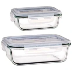 B&M Large Eco Glass Clip Lock Food Container -Chic Household Items 388506 388507 glass clip lock food container group