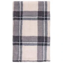 Simply Everyday Check Sherpa Throw - Grey -Chic Household Items 388697 grey check sherpa throw 2