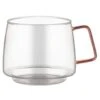 B&M Glass Mug With Coloured Handle -Chic Household Items 390328 glass mug with coloured handle
