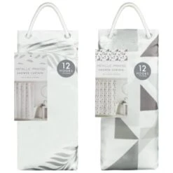 B&M Metallic Printed Shower Curtain - Silver Leaves 7 B&M Metallic Printed Shower Curtain - Silver Leaves -Chic Household Items 390584 printed shower curtain group