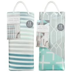 Blue Stripe Printed Shower Curtain 7 Blue Stripe Printed Shower Curtain -Chic Household Items 390591 printed shower curtain blue group