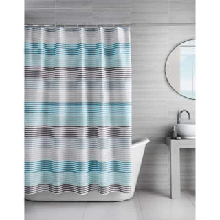 Blue Stripe Printed Shower Curtain 4 Blue Stripe Printed Shower Curtain - Image 2